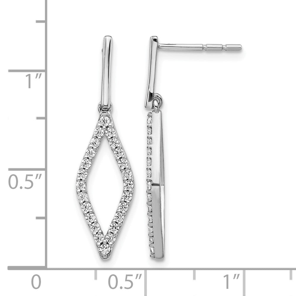 14k White Gold Real Diamond Fancy Dangle Earrings