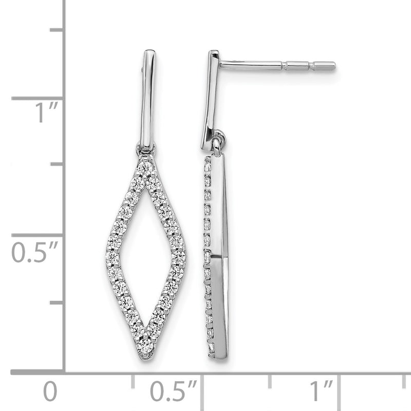 14k White Gold Real Diamond Fancy Dangle Earrings