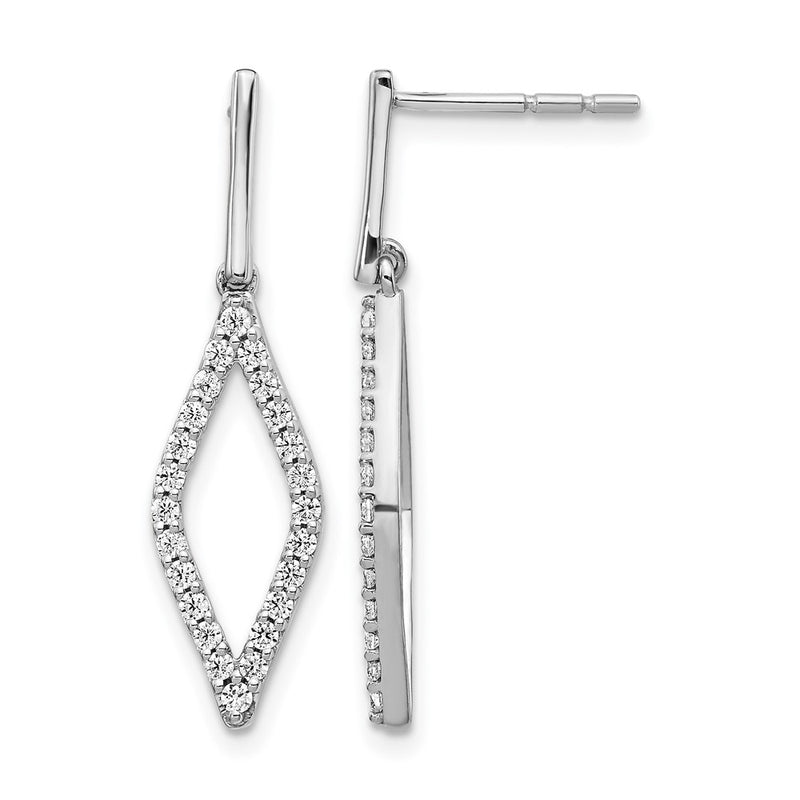 14k White Gold Real Diamond Fancy Dangle Earrings
