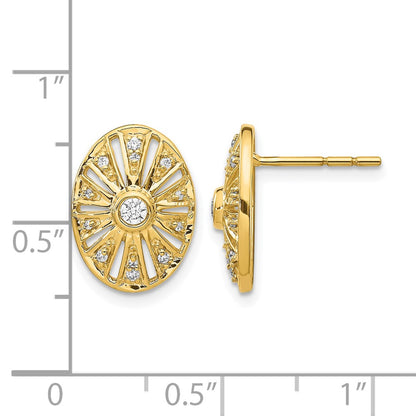 14k Yellow Gold Real Diamond Vintage Earrings