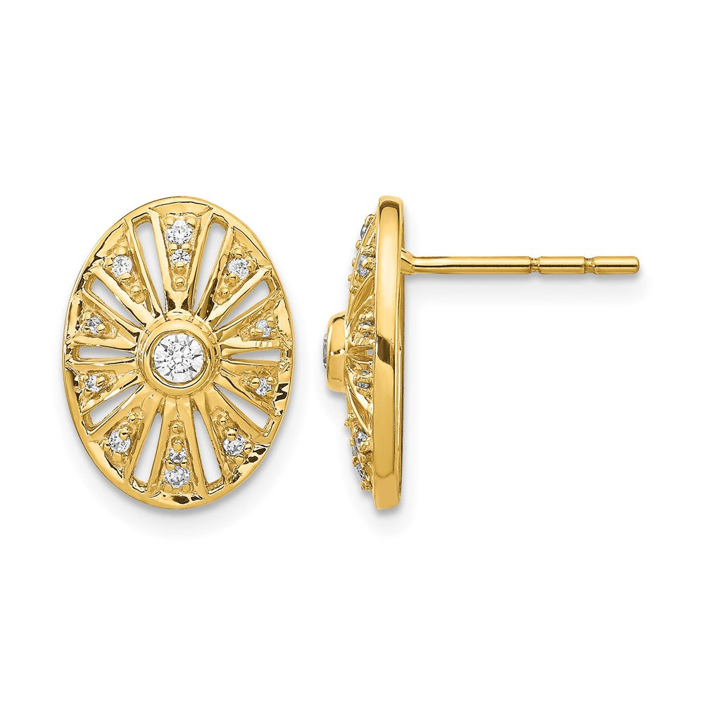 14k Yellow Gold Real Diamond Vintage Earrings