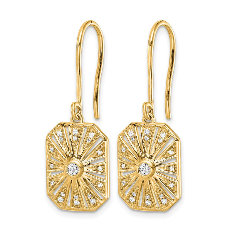 14k Yellow Gold Real Diamond Vintage Earrings