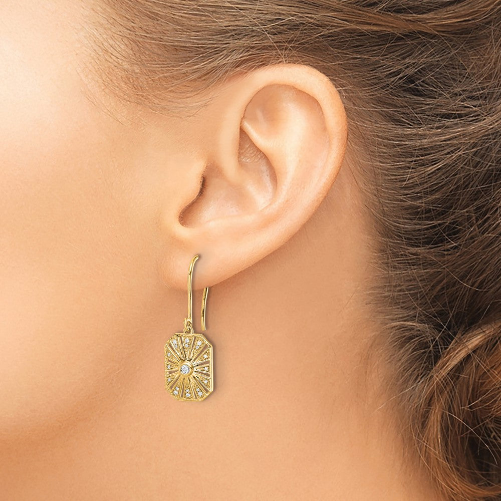 14k Yellow Gold Real Diamond Vintage Earrings