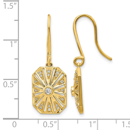 14k Yellow Gold Real Diamond Vintage Earrings