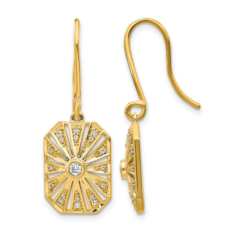 14k Yellow Gold Real Diamond Vintage Earrings
