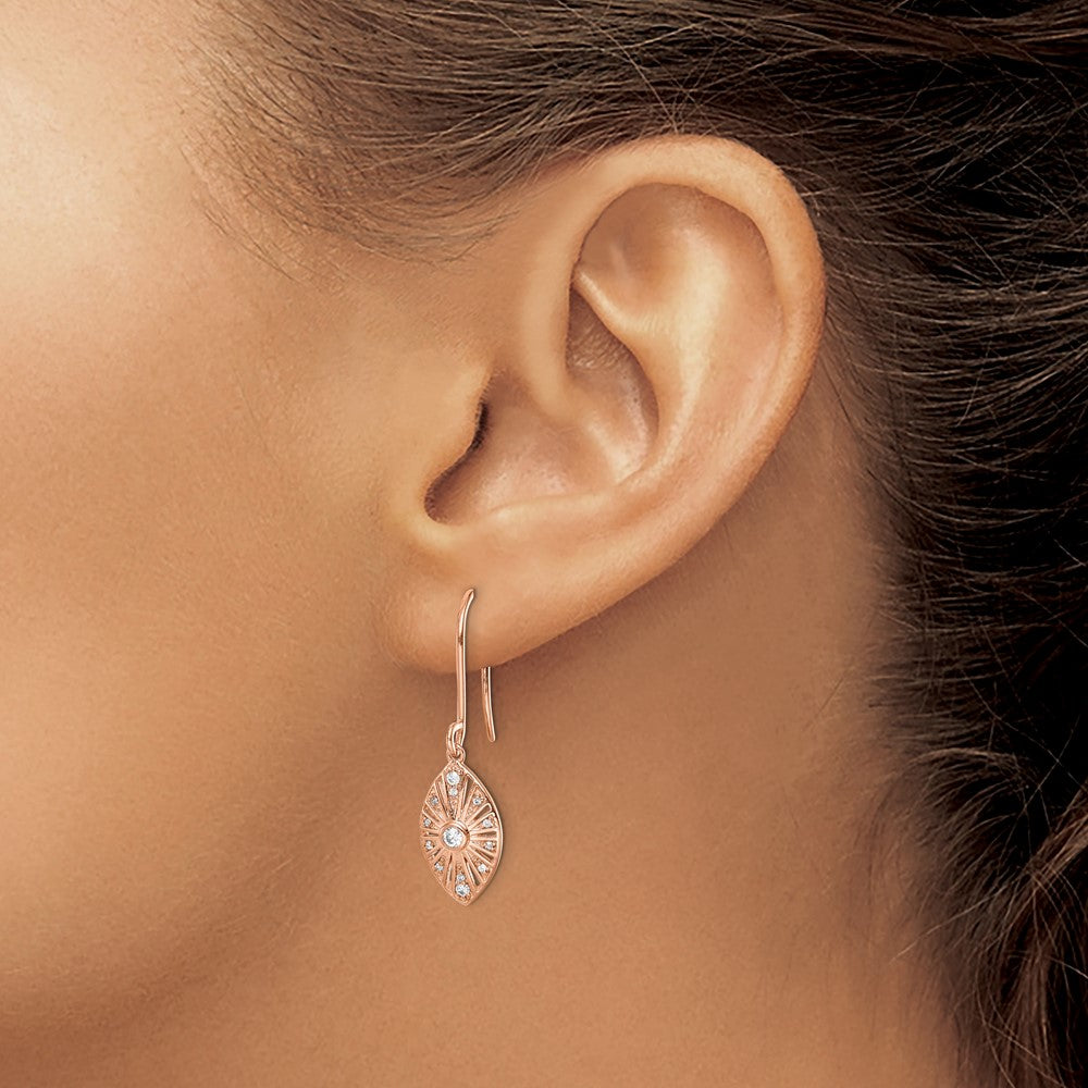 14k White Gold Real Diamond Vintage Leverback Earrings