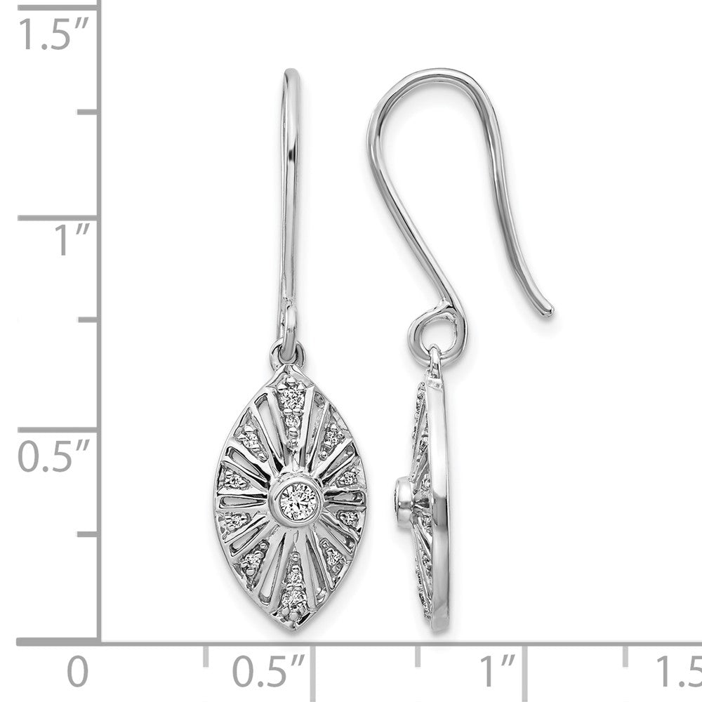 14k White Gold Real Diamond Vintage Leverback Earrings