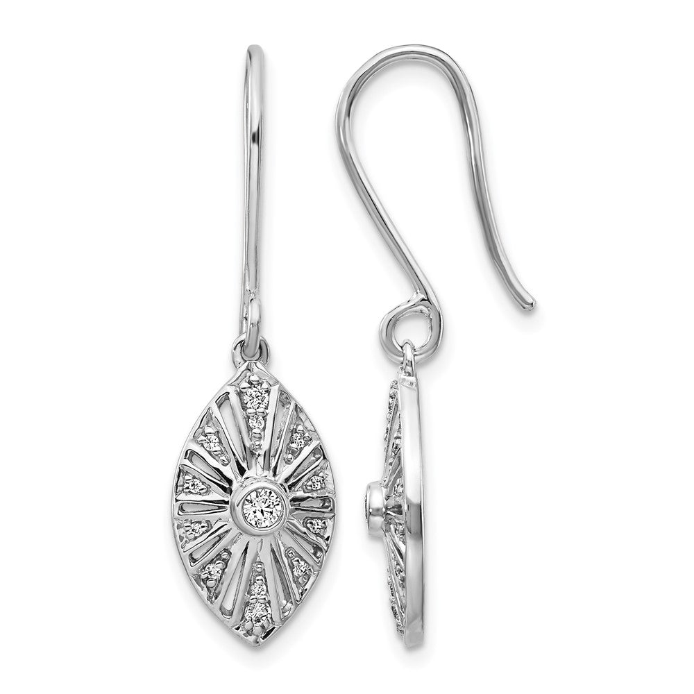 14k White Gold Real Diamond Vintage Leverback Earrings