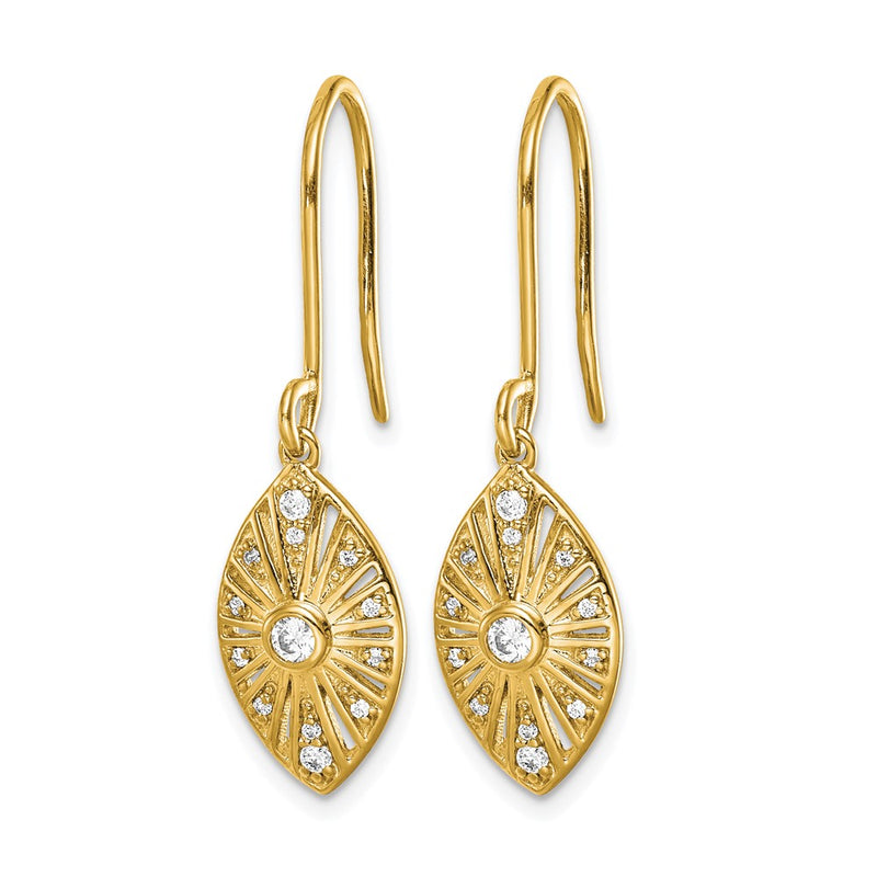 14k Yellow Gold Real Diamond Vintage Leverback Earrings