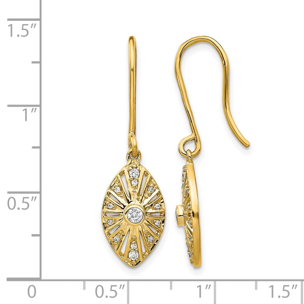 14k Yellow Gold Real Diamond Vintage Leverback Earrings
