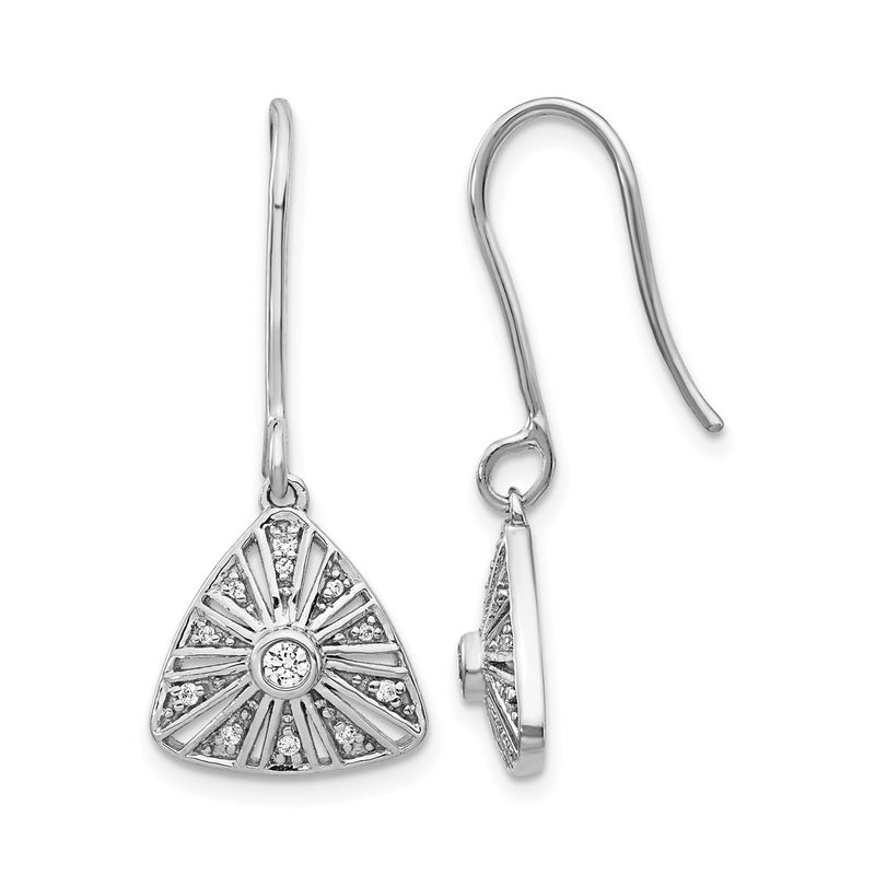 14k White Gold Real Diamond Vintage Leverback Earrings