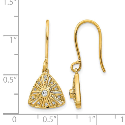 14k Yellow Gold Real Diamond Vintage Leverback Earrings