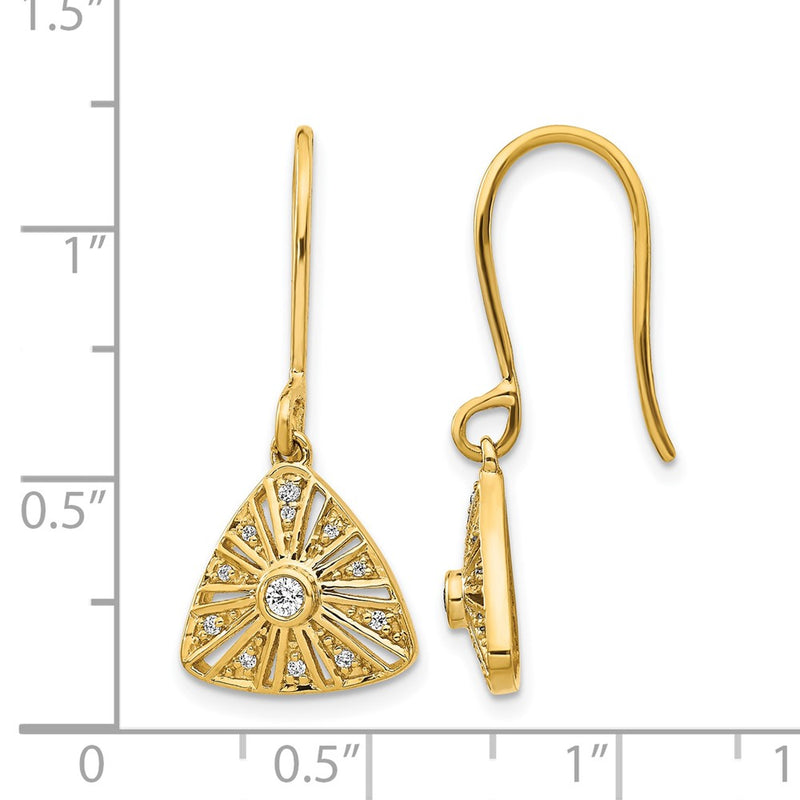 14k Yellow Gold Real Diamond Vintage Leverback Earrings