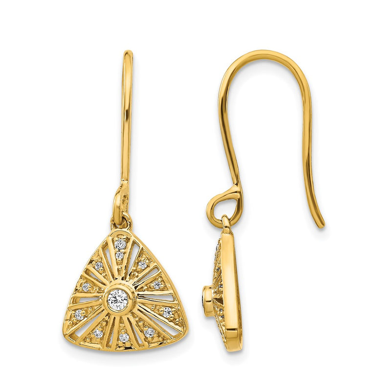 14k Yellow Gold Real Diamond Vintage Leverback Earrings
