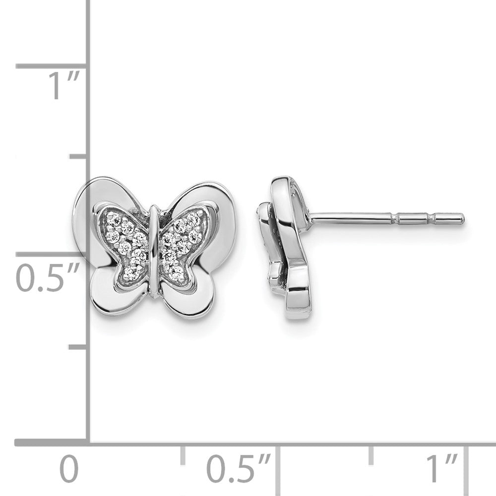 14k White Gold Real Diamond Butterfly Earrings
