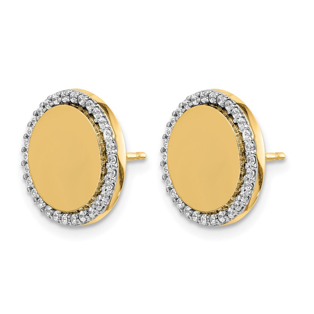 14k White Gold Real Diamond Fancy Circle Earrings
