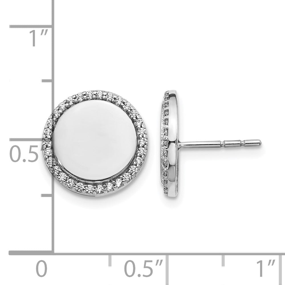 14k White Gold Real Diamond Fancy Circle Earrings