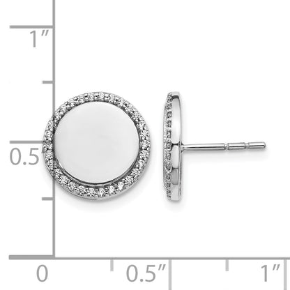 14k White Gold Real Diamond Fancy Circle Earrings