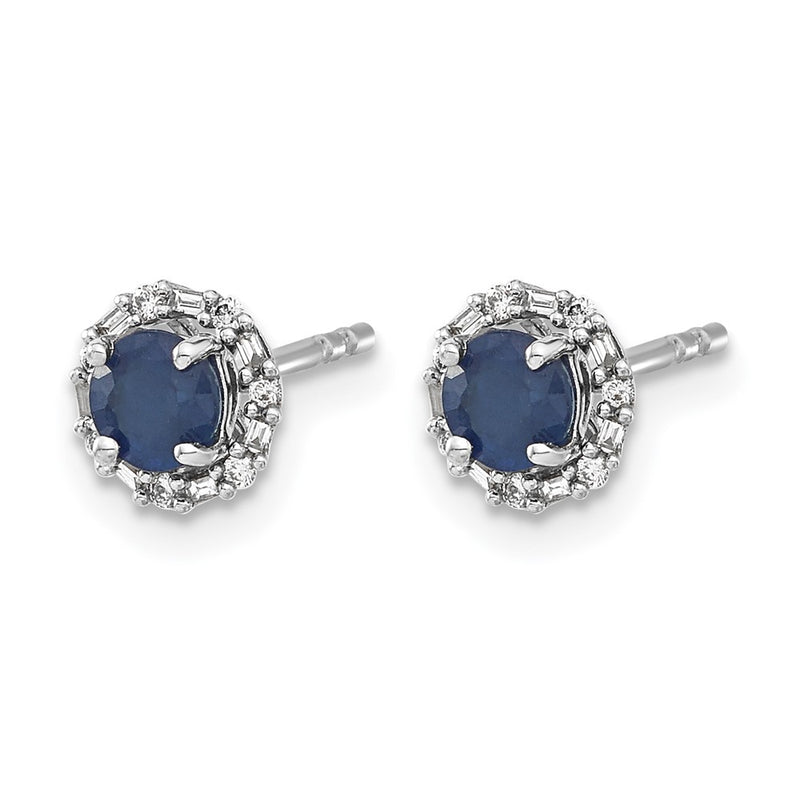 14k White Gold Real Diamond and Sapphire Stud w/Jacket Earrings