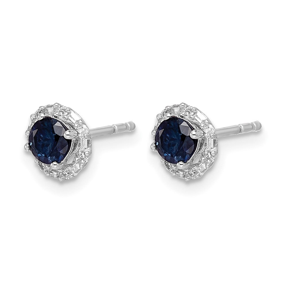 14k White Gold Real Diamond and Sapphire Stud w/Jacket Earrings