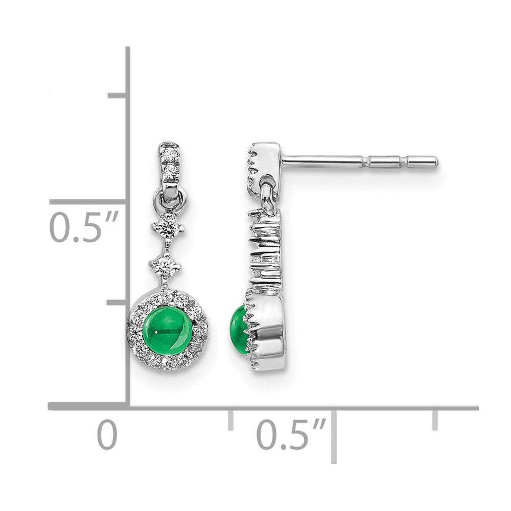 14k White Gold 1/6 Ct. Lab Grown Diamond VS/SI+ G+ and Created Emerald Complete Dangle Post Earrings