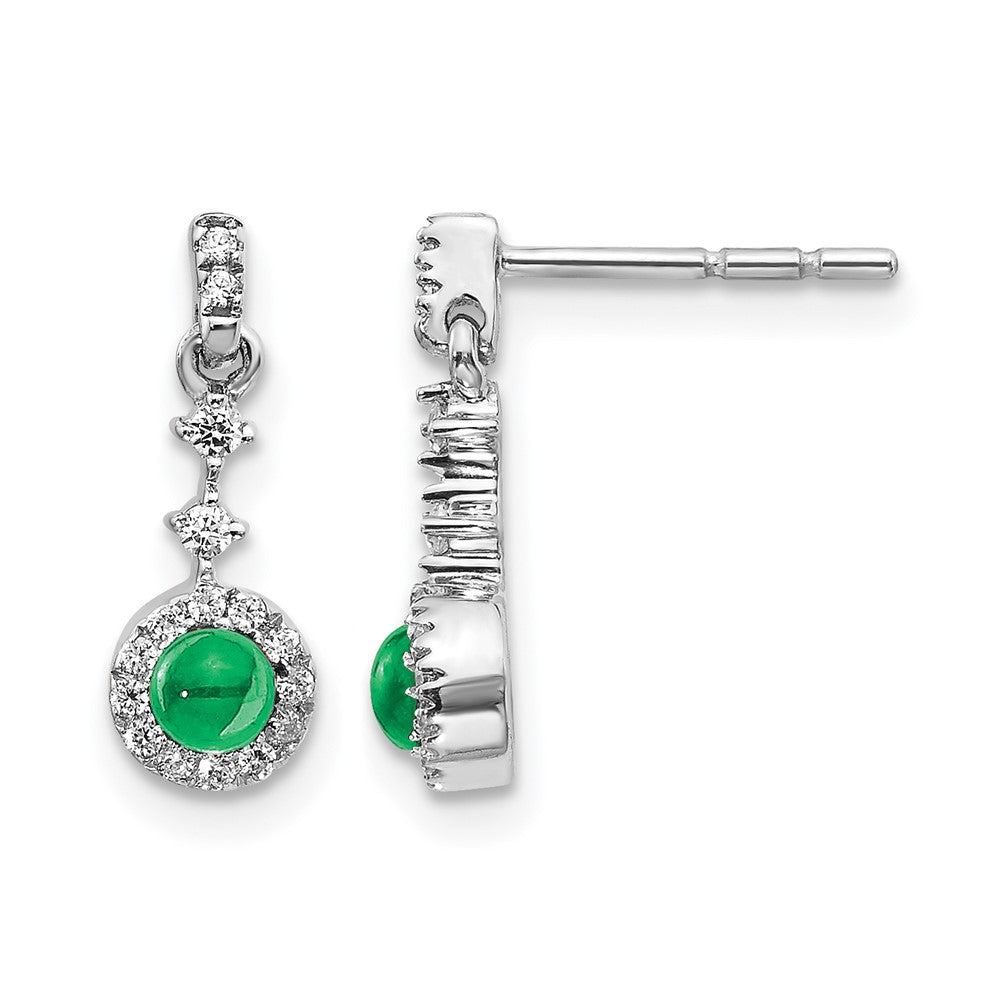 14k White Gold 1/6 Ct. Lab Grown Diamond VS/SI+ G+ and Created Emerald Complete Dangle Post Earrings