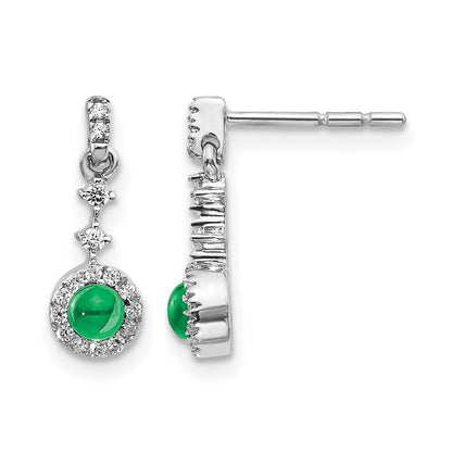 14k White Gold 1/6 Ct. Lab Grown Diamond VS/SI+ G+ and Created Emerald Complete Dangle Post Earrings