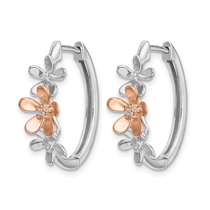 14k Yellow Gold Rose and White Gold Real Diamond Earrings