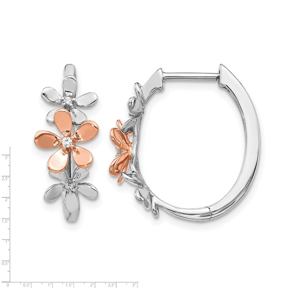14k Yellow Gold Rose and White Gold Real Diamond Earrings