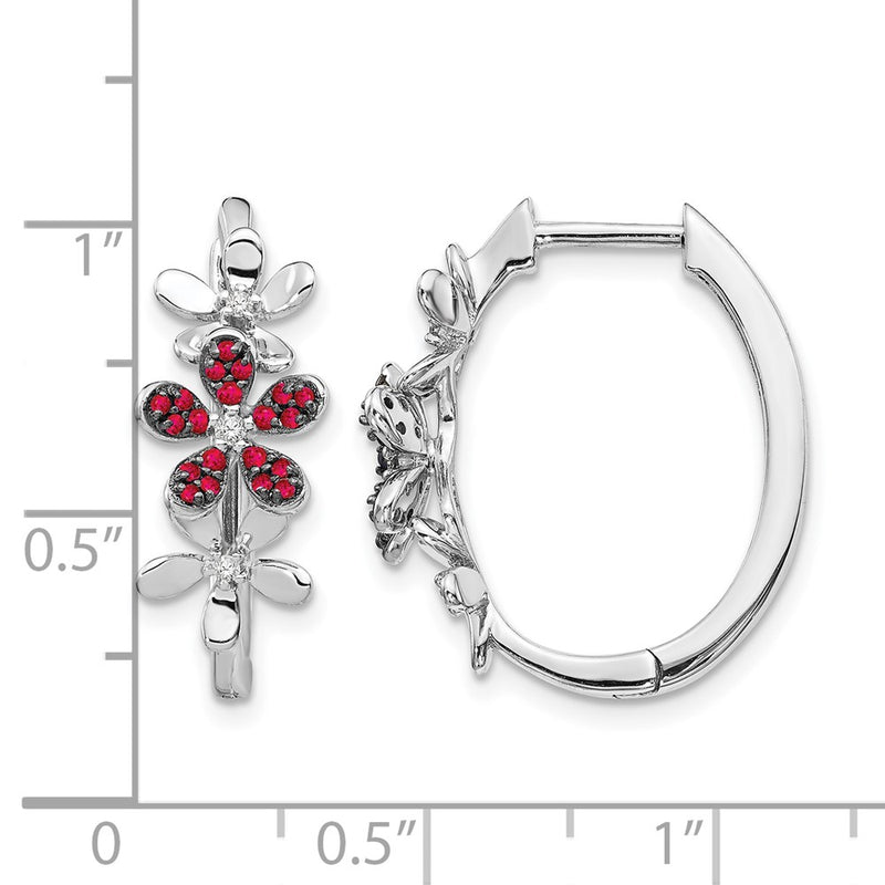 14k White Gold Real Diamond and Ruby Earrings