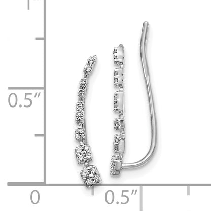 10K White Gold Diamond Graduated Ear Climber Earrings
