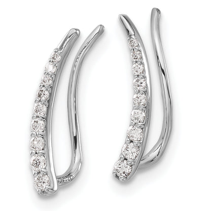 10K White Gold Diamond Ear Climber Earrings