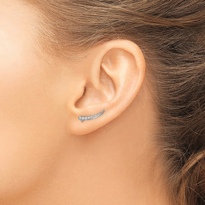 10K White Gold Diamond Ear Climber Earrings
