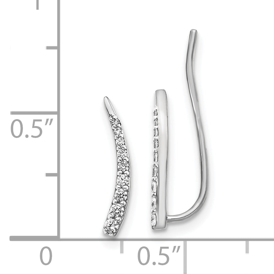 10K White Gold Diamond Ear Climber Earrings