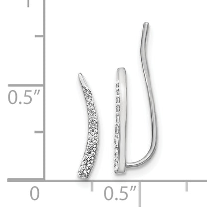 10K White Gold Diamond Ear Climber Earrings