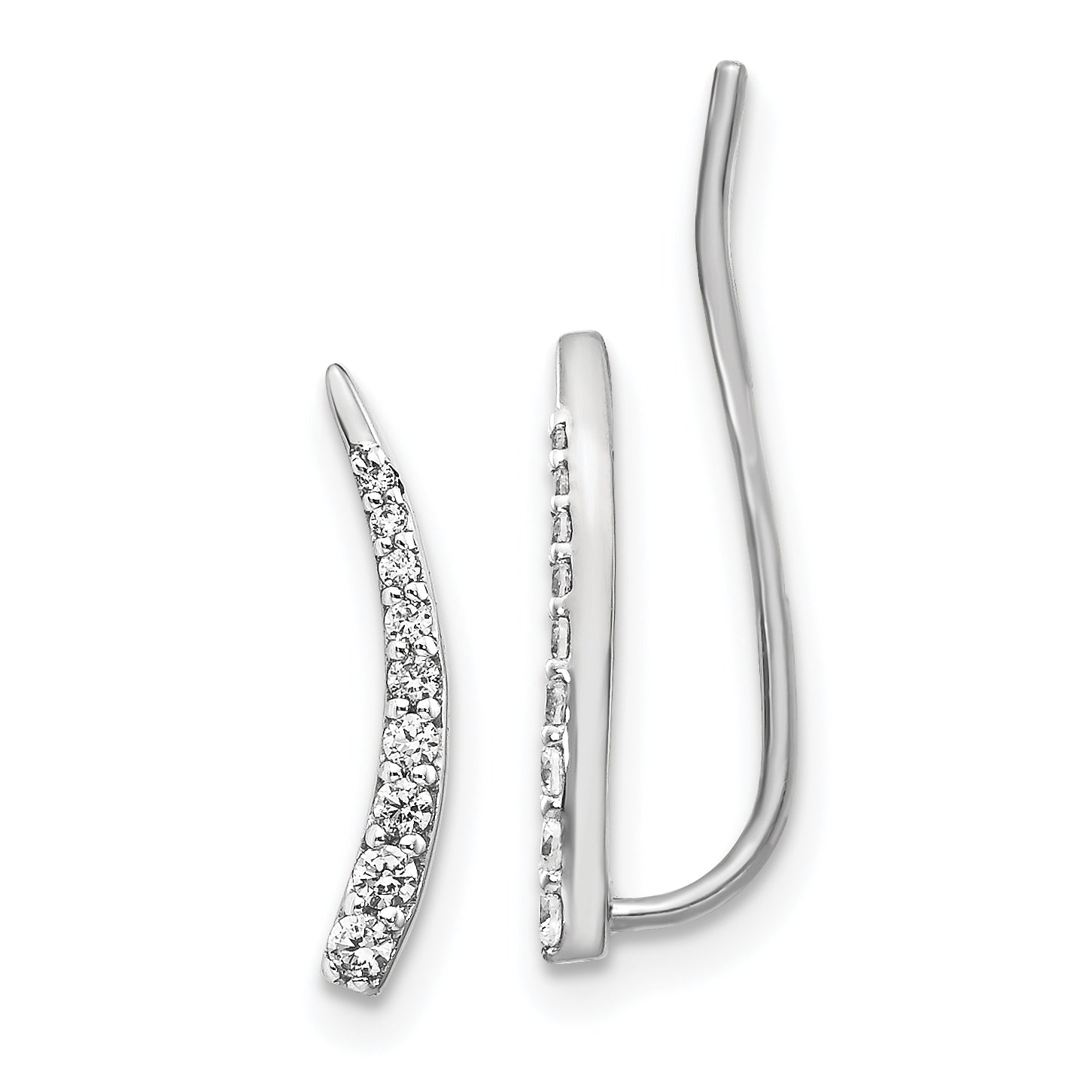 10K White Gold Diamond Ear Climber Earrings