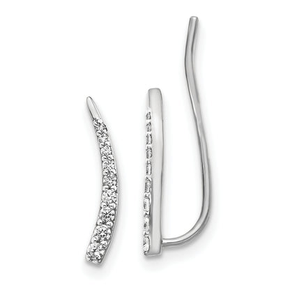 10K White Gold Diamond Ear Climber Earrings