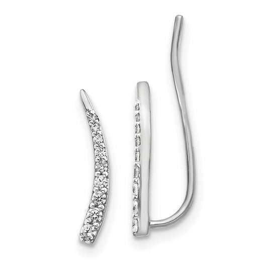 10K White Gold Diamond Ear Climber Earrings