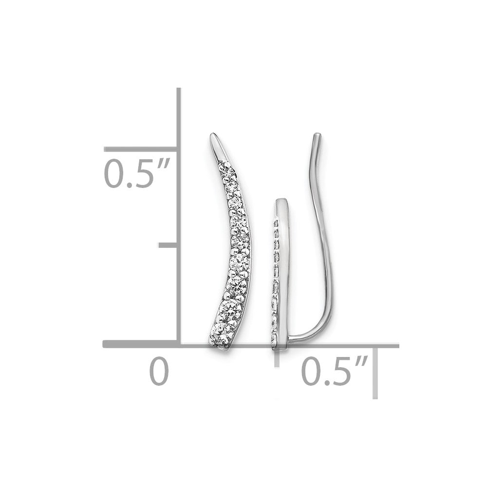 14k White Gold Real Diamond Ear Climber Earrings