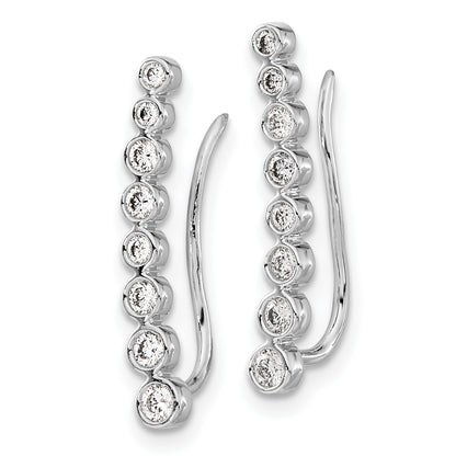 10K White Gold Diamond Graduated Ear Climber Earrings