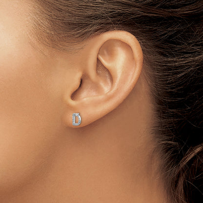 14K White Gold Lab Grown VS/SI+ G+ Diamond Letter D Initial Post Earrings