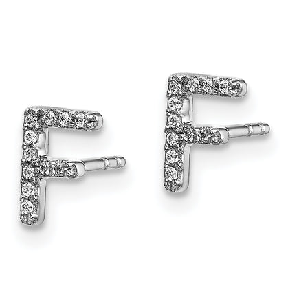 14K White Gold Lab Grown VS/SI+ G+ Diamond Letter F Initial Post Earrings