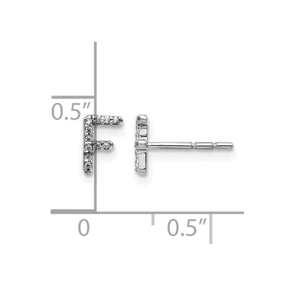 14k White Gold Real Diamond Initial F Earrings