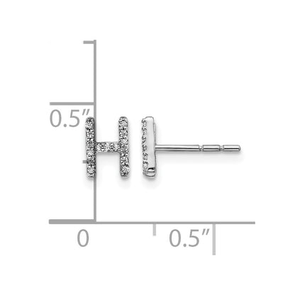 14k White Gold Real Diamond Initial H Earrings
