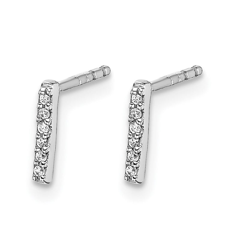 14k White Gold Real Diamond Initial I Earrings