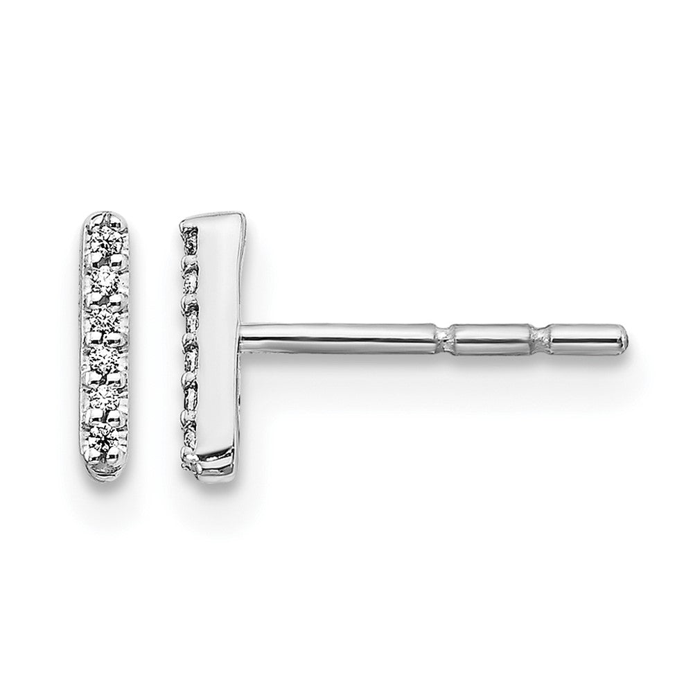 14k White Gold Real Diamond Initial I Earrings