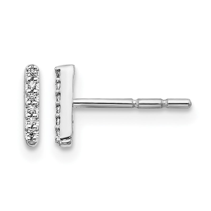 14k White Gold Real Diamond Initial I Earrings