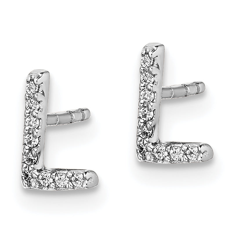 14K White Gold Lab Grown VS/SI+ G+ Diamond Letter L Initial Post Earrings