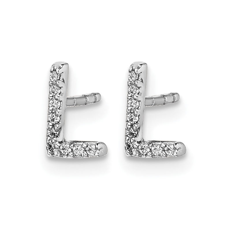 14K White Gold Lab Grown VS/SI+ G+ Diamond Letter L Initial Post Earrings
