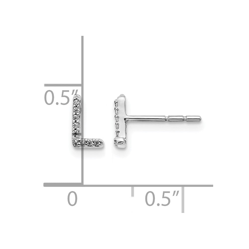 14K White Gold Lab Grown VS/SI+ G+ Diamond Letter L Initial Post Earrings
